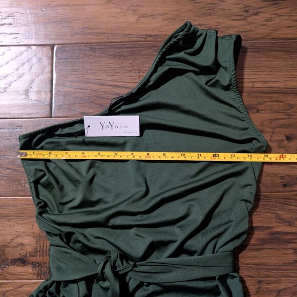 New YaYa&Co one shoulder ruched dress green size medium - Picture 7 of 16